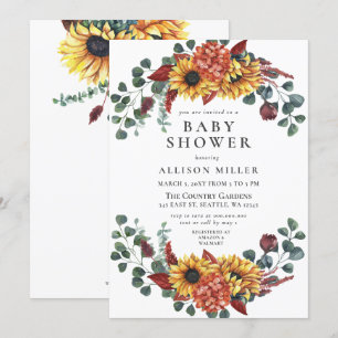 Rustic Navy Burgundy Sunsphere Baby Shower Inbjudningar
