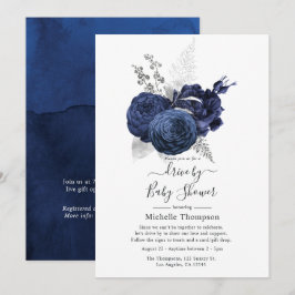 Rustic Navy & Faux Glitter Silver by Shower Inbjudningar