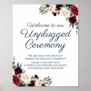 Rustic Navy Marsala Blommigt Unplugged Ceremony Si Poster