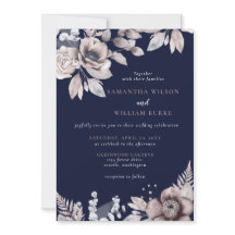 Rustic Navy Mauve Blommigten Botanical Bröllop