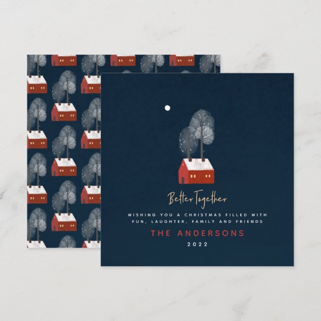 Rustic navy Red-skandal traditionell mysigt jul Meddelande (Fram/baksida)