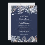 Rustic Navy String Ljus Winter bröllopsinbjudan Inbjudningar<br><div class="desc">Rustic Navy String Ljus Winter Wedding bjudande</div>