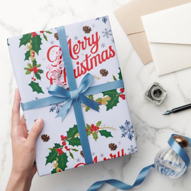 Rustic Navy White och Red God jul Presentpapper (Gifting)