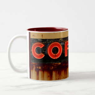 Rustic Neon-kaffeskylt Två-Tonad Mugg