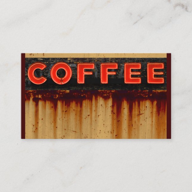 Rustic Neon-kaffeskylt Visitkort (Framsida)