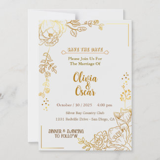 Rustic Neutral Boho Floral Wedding Invitation Magnetisk Inbjudningskort