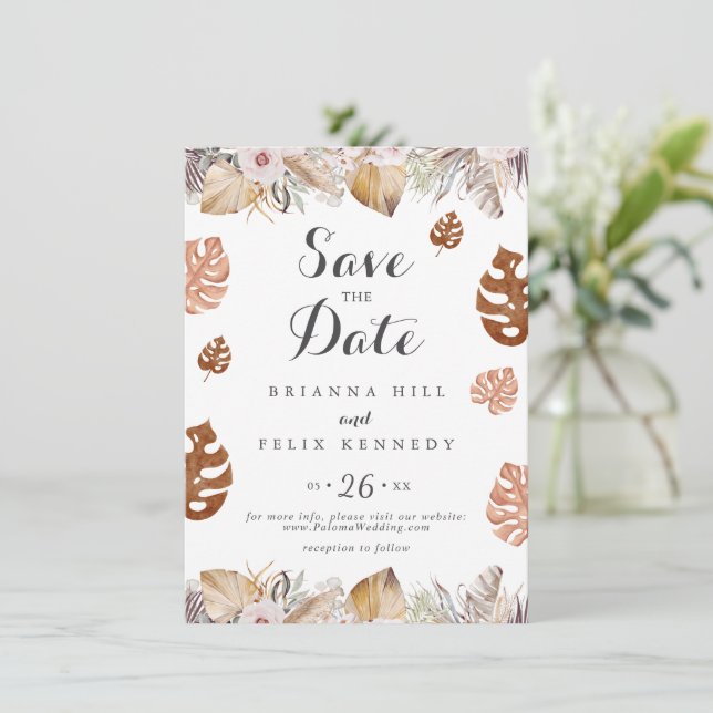Rustic Neutral Boho Wedding Spara Datumet (Stående Fram)