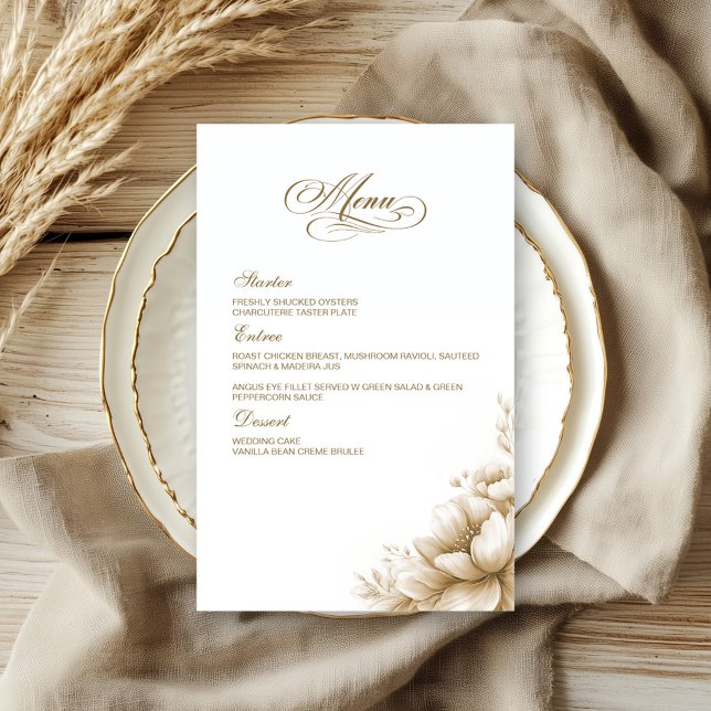 Rustic Neutral Floral Wedding Menu (Skapare uppladdad)