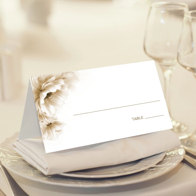 Rustic Neutral Floral Wedding Place Card Placeringskort (Skapare uppladdad)