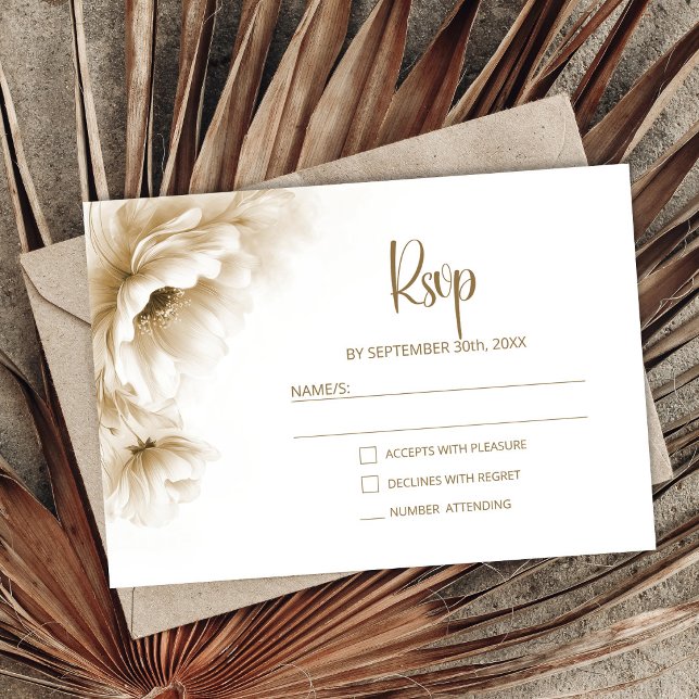 Rustic Neutral Floral Wedding RSVP OSA Kort (Skapare uppladdad)