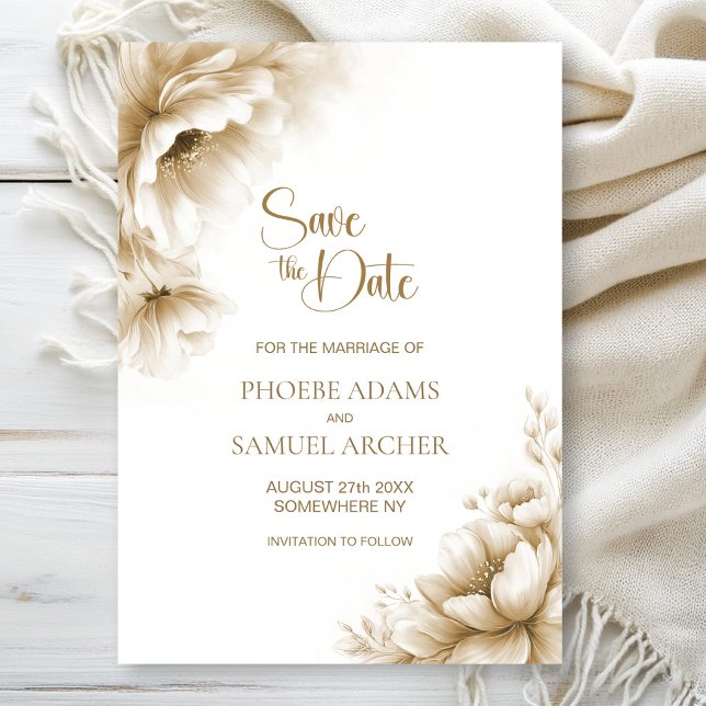 Rustic Neutral Floral Wedding Save the Date Spara Datumet (Skapare uppladdad)