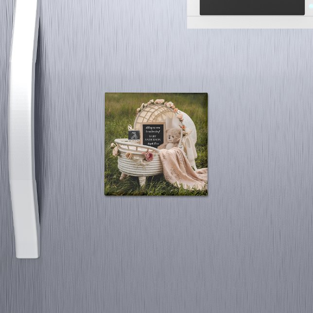Rustic Neutral pregnancy announcement keepsake  Magnet (Skapare uppladdad)