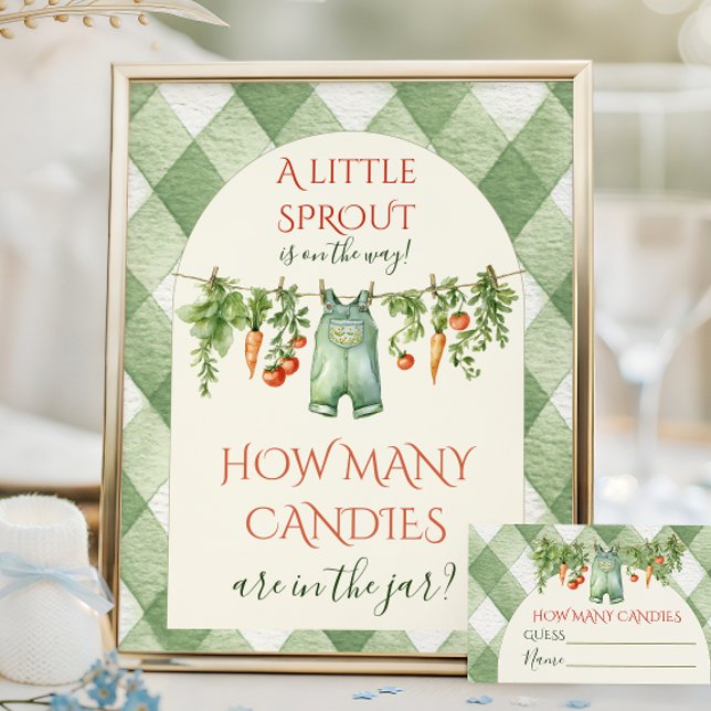 Rustic Neutral Sprout Baby Shower Candies Game Poster (Skapare uppladdad)