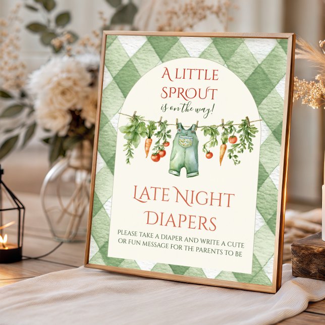 Rustic Neutral Sprout Baby Shower Diaper Fun Poster (Skapare uppladdad)