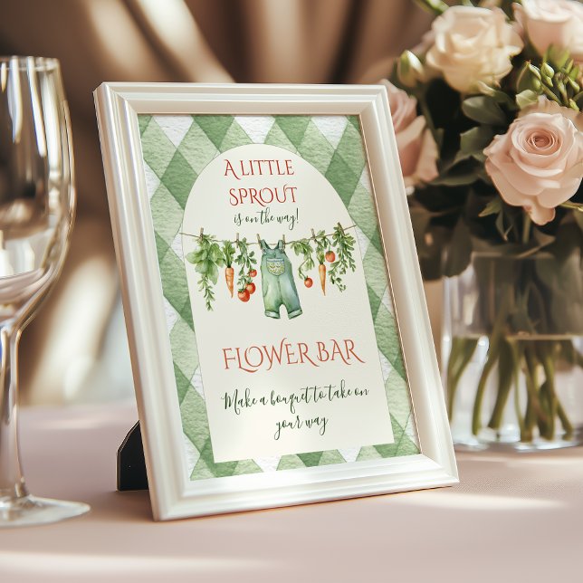 Rustic Neutral Sprout Baby Shower Flower Bar Poster (Skapare uppladdad)