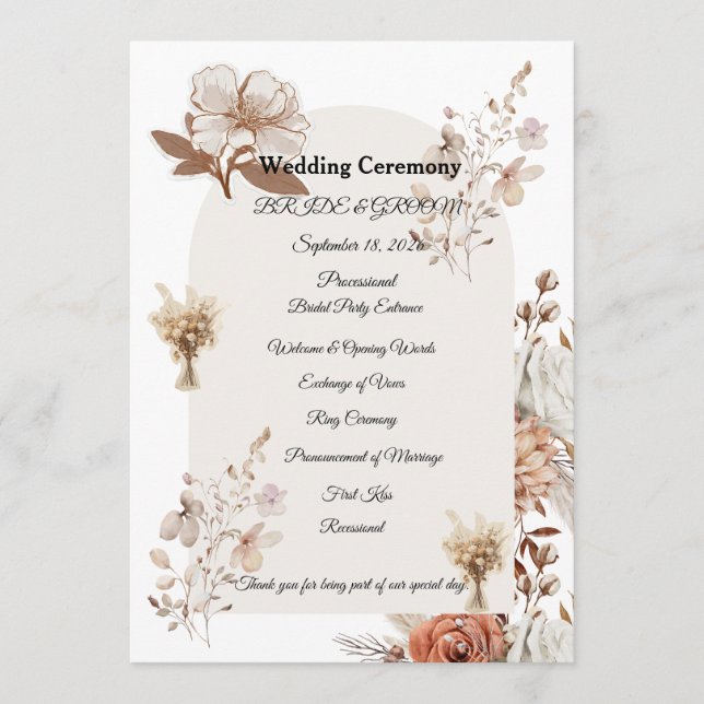 Rustic Neutral Wedding Program (Framsida)