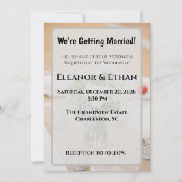 Rustic Neutral White Rose Burlap Mason Jar Wedding Inbjudningar