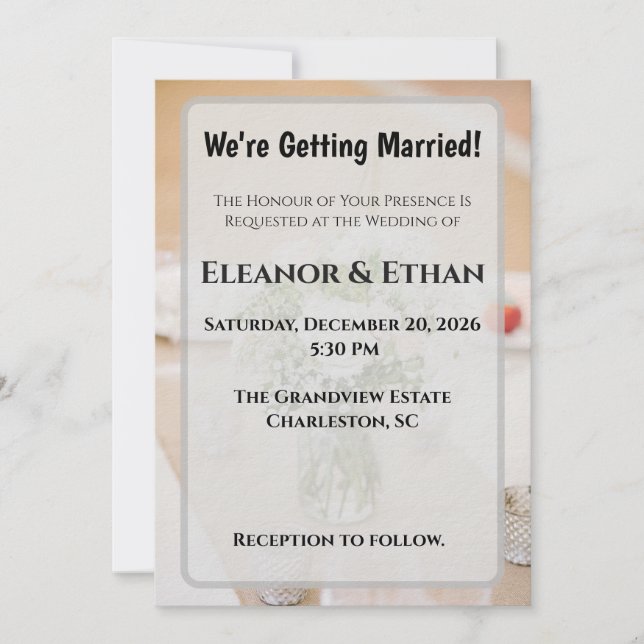 Rustic Neutral White Rose Burlap Mason Jar Wedding Inbjudningar (Framsida)