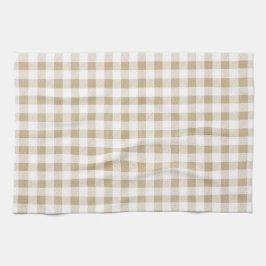 Rustic Neutralt Beige Gingham Buffalo Play Kökshandduk