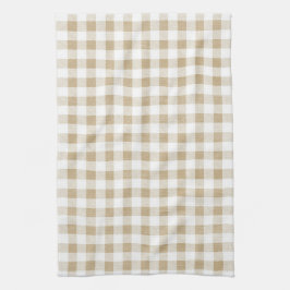 Rustic Neutralt Beige Gingham Buffalo Play Kökshandduk
