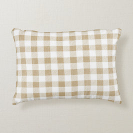 Rustic Neutralt Beige Gingham Play Accent Pillow Prydnadskudde