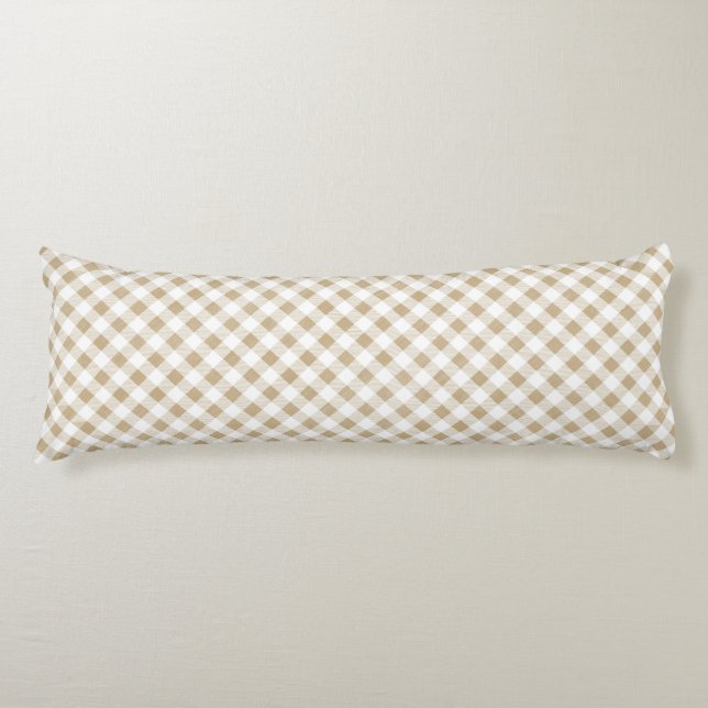 Rustic Neutralt Beige Gingham Play Kroppskudde (Framsidan)