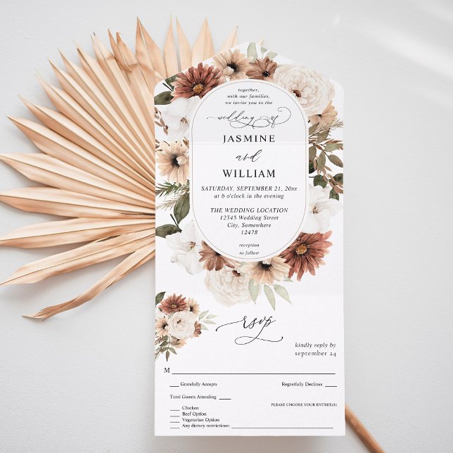 Rustic Neutralt Boho Blommigt Bröllop (Skapare uppladdad)