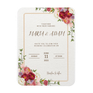Rustic Neutralt Boho Blommigt bröllopsinbjudan Magnet