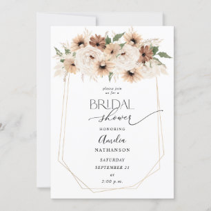 Rustic Neutralt Boho Blommigt Möhippa Inbjudningar