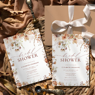 Rustic Neutralt Boho Blommigt Möhippa Inbjudningar
