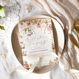 Rustic Neutralt Boho Blommigt Möhippa Tea Inbjudningar