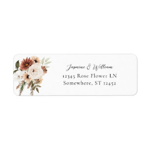 Rustic Neutralt Boho Blommigt S2 Returadressetiket Returadress Etikett