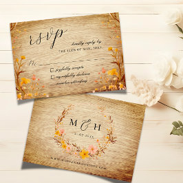 Rustic Neutralt Boho Blommigt WildblommWood-utseen OSA Kort