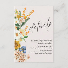 Rustic Neutralt Boho Minimalist Wildblomma Bröllop Tilläggskort