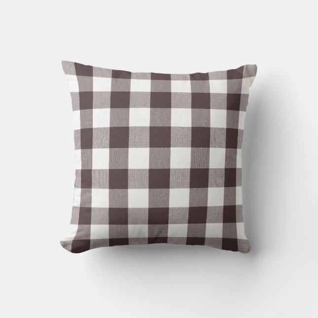 Rustic Neutralt Brown White Gingham Buffalo Play Kudde (Framsida)