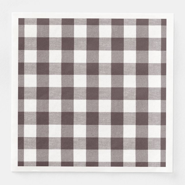 Rustic Neutralt Brown White Gingham Buffalo Play Pappersservett (Framsida)