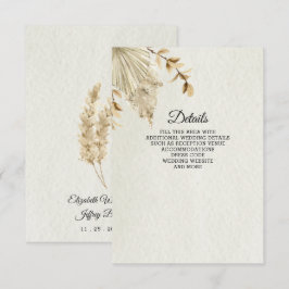 Rustic Neutralt Earthy Boho Pampas Grass Bröllop Tilläggskort