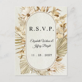 Rustic Neutralt Earthy Boho Pampas Grass OSA Inbjudan Vykort