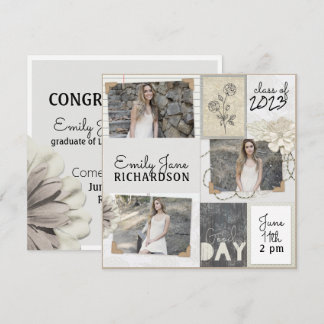 Rustic Neutralt Ivory Blommigt Photo Studenten Gir Meddelande