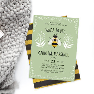 Rustic Neutralt Mamma till Bee Baby Drive-up Showe Inbjudningar