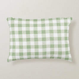 Rustic Neutralt Sage Grönt Gingham Play Prydnadskudde