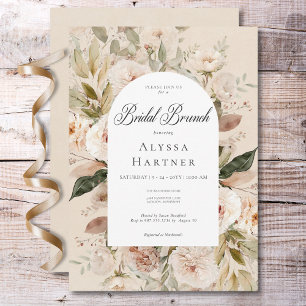 Rustic Neutralt Tan Cream Blommigt Arch Möhippa Br Inbjudningar