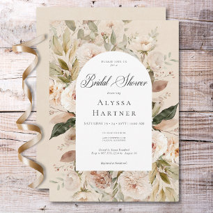 Rustic Neutralt Tan Cream Blommigt Arch-Möhippa Inbjudningar