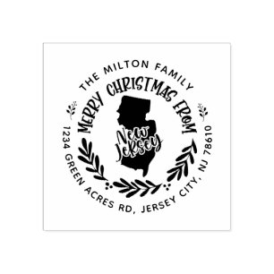Rustic new jersey god jul returadress stämpel