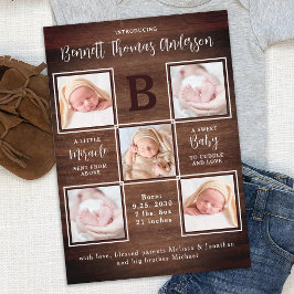 Rustic Newborn Baby Personlig 5 Fotofödelse Meddelande