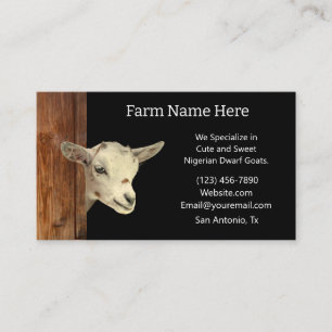 Rustic Nigerian Dwarf Dairy Goat Breeder Visitkort