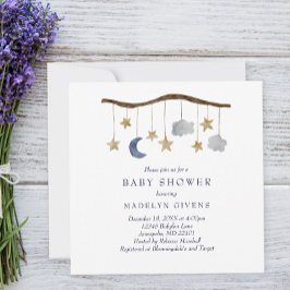 Rustic Night Himlar Mobile Baby Shower Inbjudningar