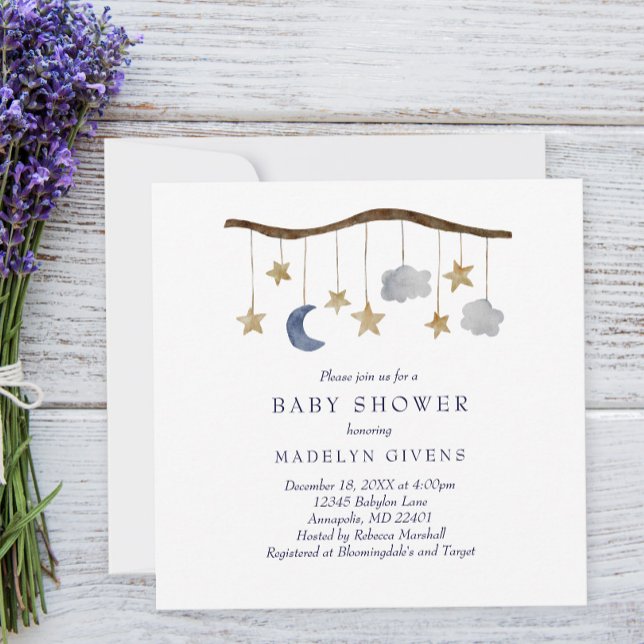 Rustic Night Himlar Mobile Baby Shower Inbjudningar (Skapare uppladdad)