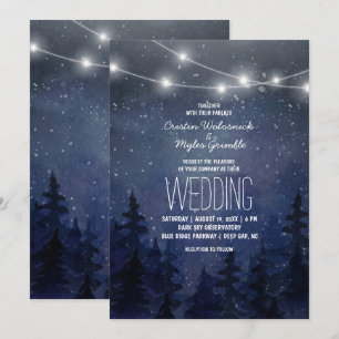 Rustic Night Himmel Forest Bröllop   String Ljus Inbjudningar