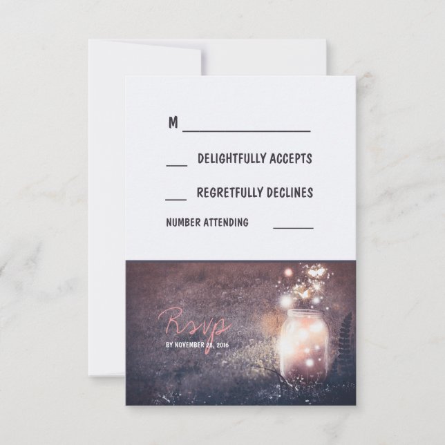 Rustic Night Ljus Fireflies Mason Burk OSA kort (Framsida)